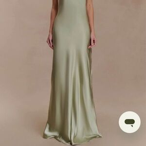 Elegant Green Satin Evening Gown